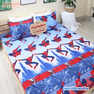 (Giá kịch sàn) Bộ ga chun và 2 vỏ gối M6/M8 chất mát | Mẫu NGƯỜI NHỆN (Chát để chọn thêm mẫu)