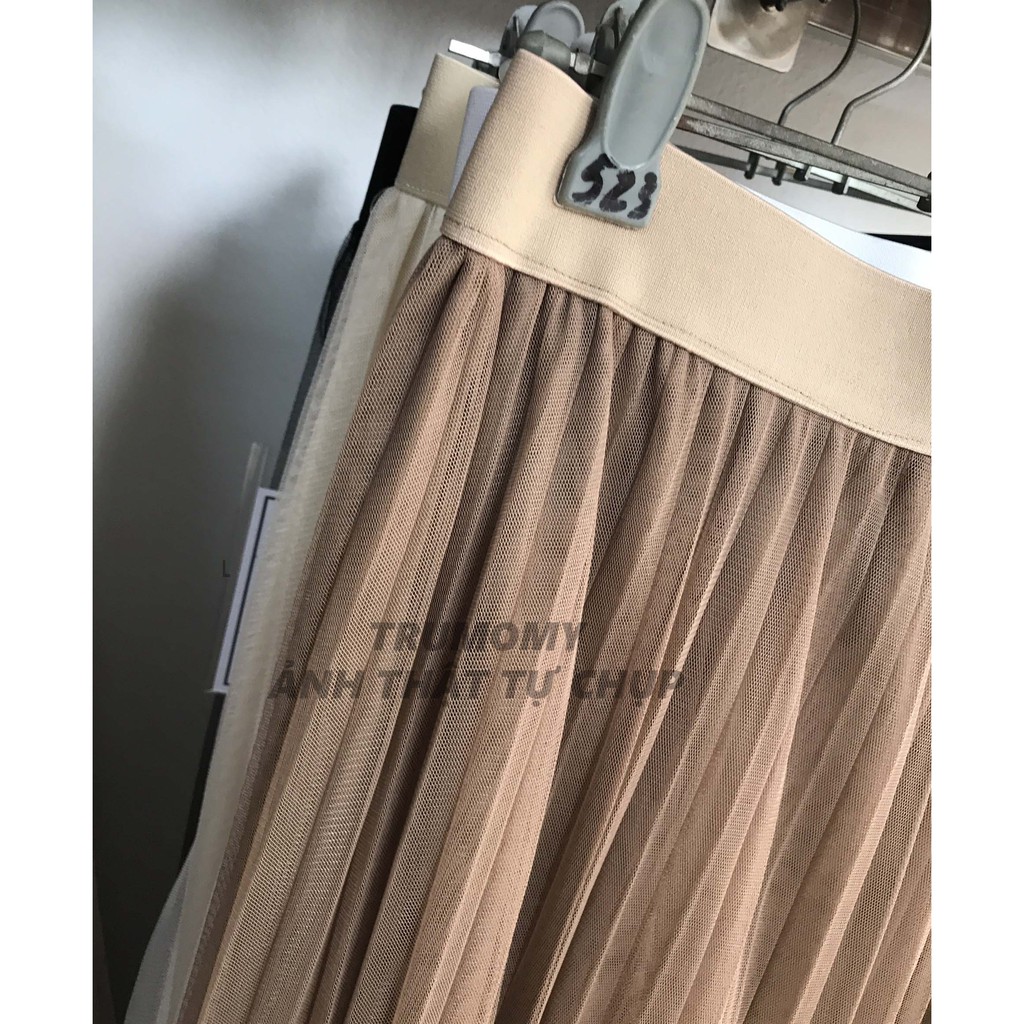 Chân váy xếp ly dáng dài midi xòe A công sở 3 lớp Quảng Châu, cạp thun lưng cao - Trumomy | BigBuy360 - bigbuy360.vn