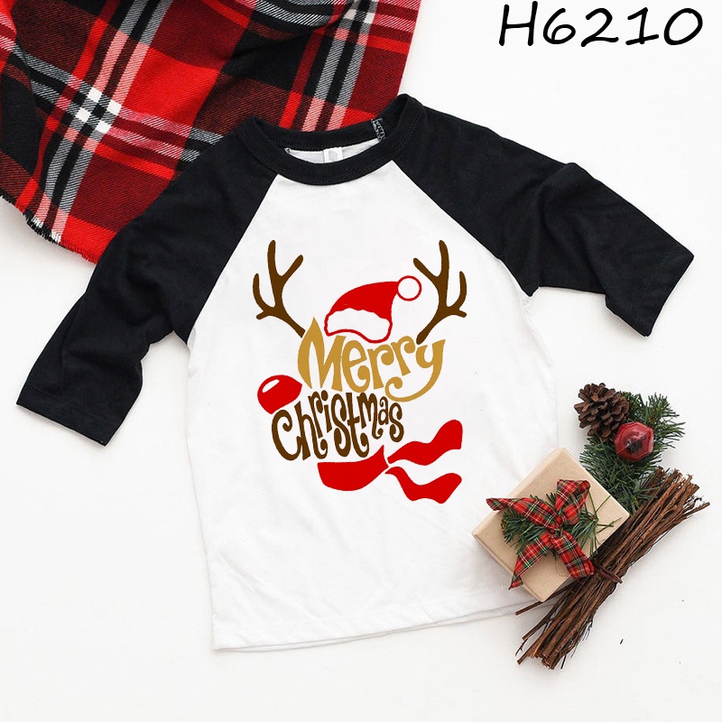 Áo Thun raglan Hình Tuần Lộc Giáng Sinh Cho Bé Trai Bé Gái Sinh Nhật Tiệc Mừng Giáng Sinh
