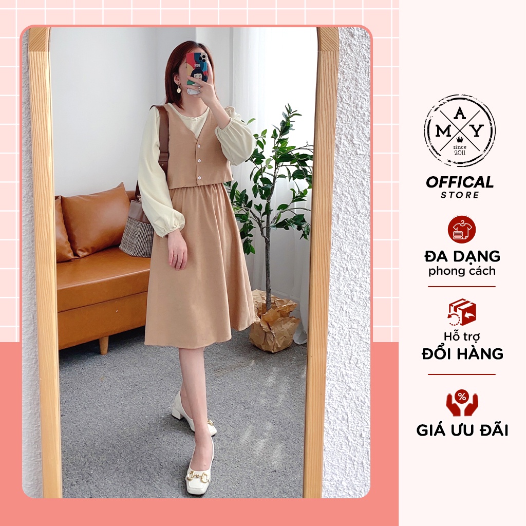 Set Váy Nữ Dài Tay Mùa Thu Đông MAY.SINCE2011 Thiết Kế Dáng Ôm Trên Vạt Váy Xòe Chất Liệu Vải Thoáng Mát MAN01-0086 | BigBuy360 - bigbuy360.vn