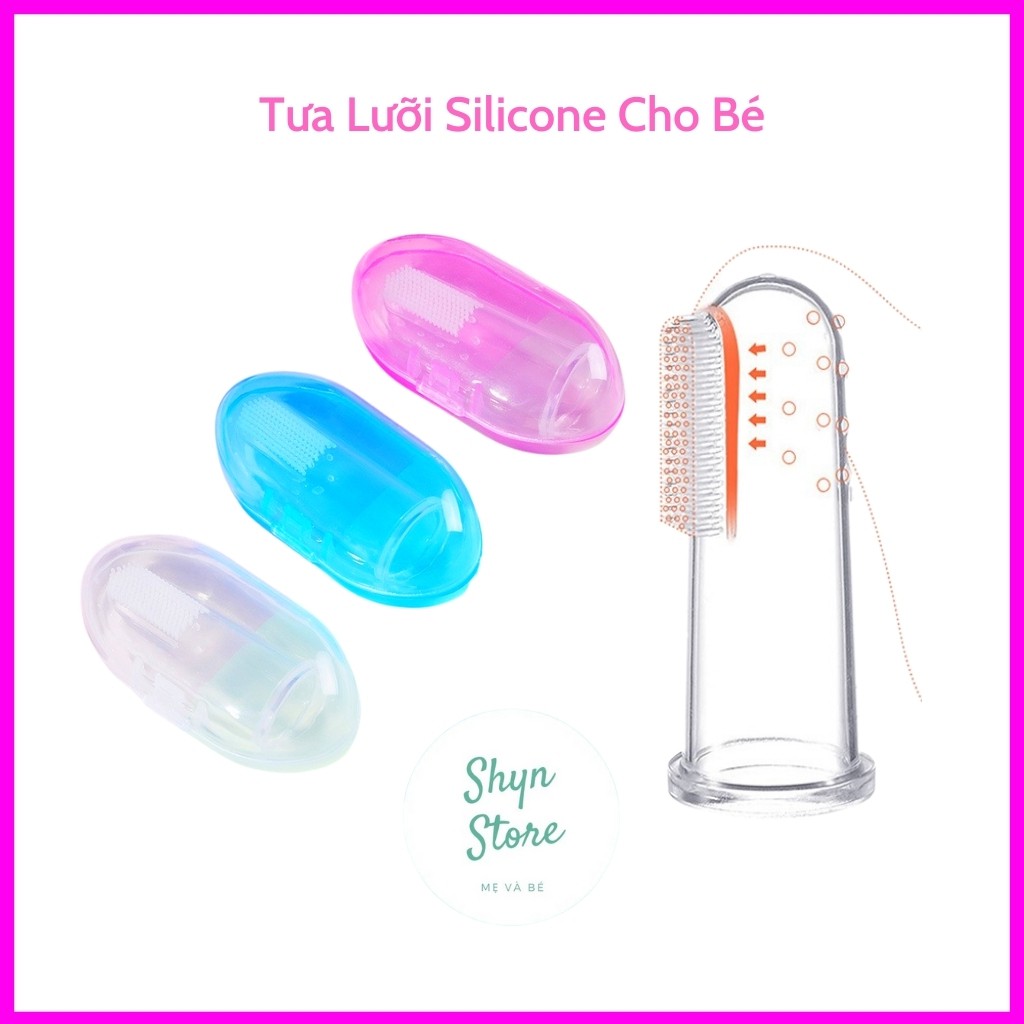 Tưa lưỡi silicon xỏ ngón chống tưa miệng dai mềm cao cấp an toàn cho bé