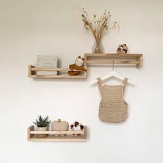 Kệ gỗ treo tường chữ u ikea có thanh chắn ngang, kệ ikea dài 60cm hpktt 02 hp decor