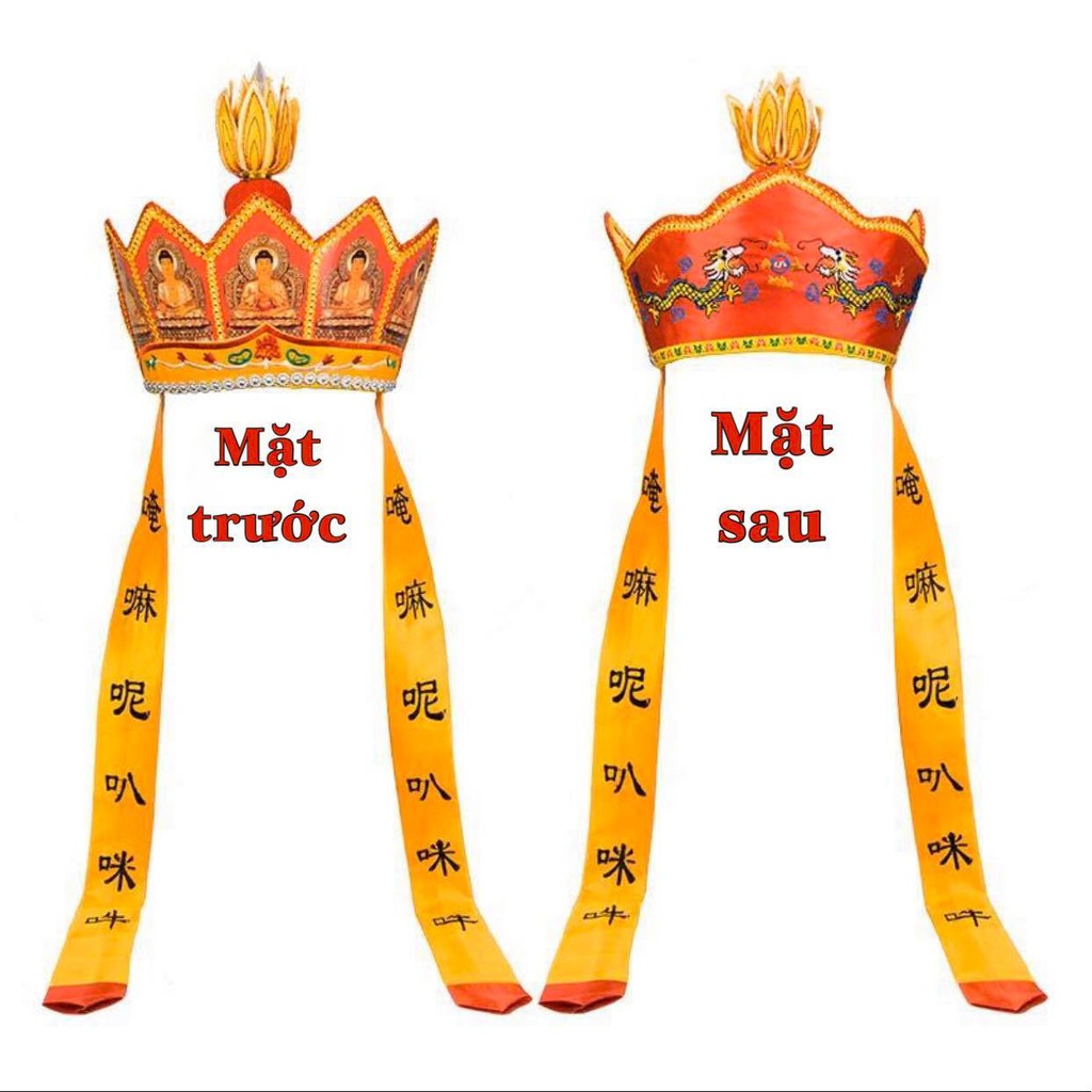 (Giao hỏa tốc) Mũ ngũ phật/ Mão tăng y in hình phật/ Mũ dành cho các quý thầy phật giáo