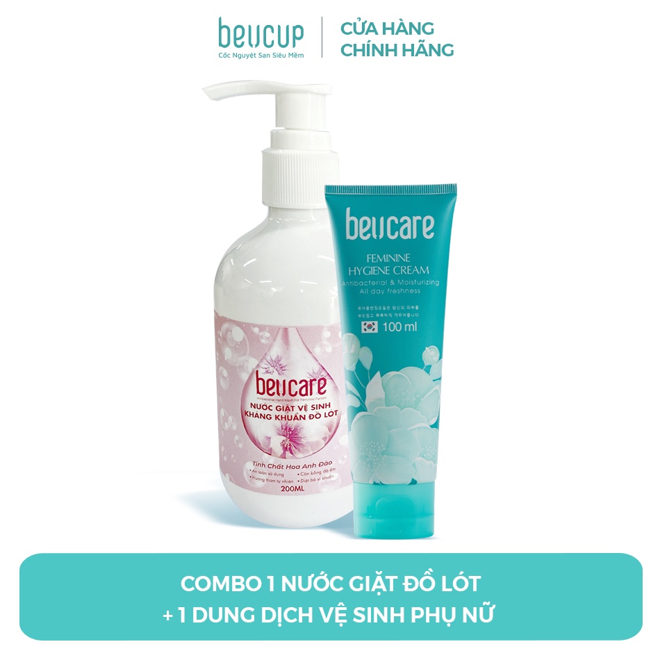 Combo 2 dung dịch vệ sinh phụ nữ và nước giặt đồ lót chuyên dụng BeUcare 200ml