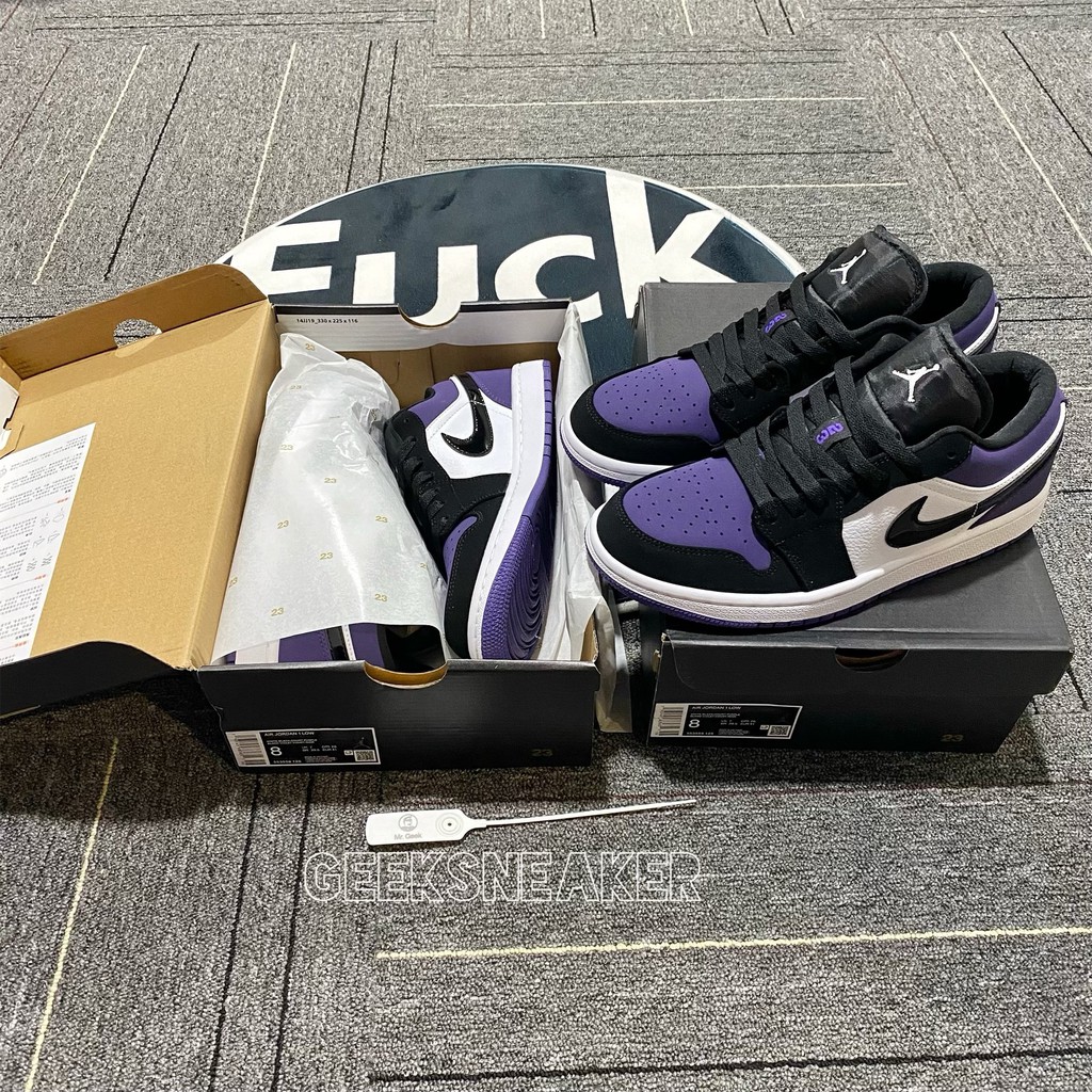 [GeekSneaker] Giày Jordan 1 Low CURT PURLE BLACK - Cổ Thấp Tím Đen Trắng