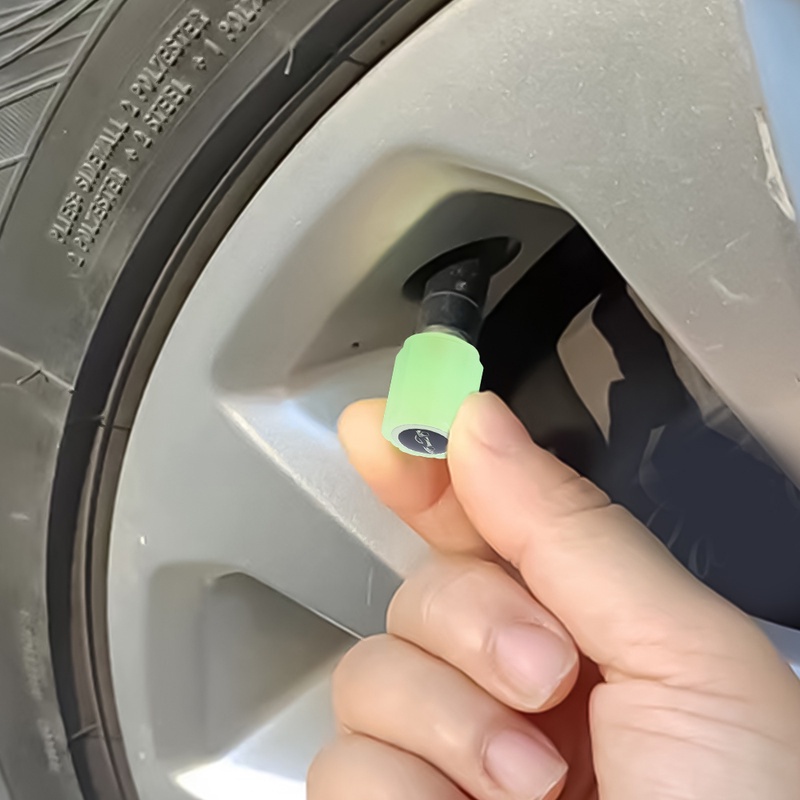 1 / 4 Nắp Van Bánh Xe Hơi / Xe Máy Bằng ABS Màu Dạ Quang