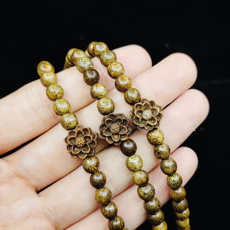 FULL BOX Vòng Tay Trầm Hương Mix Sen 108 Hạt Chuỗi Trầm Hương Cao Cấp Dây Chuyền Phật Tử