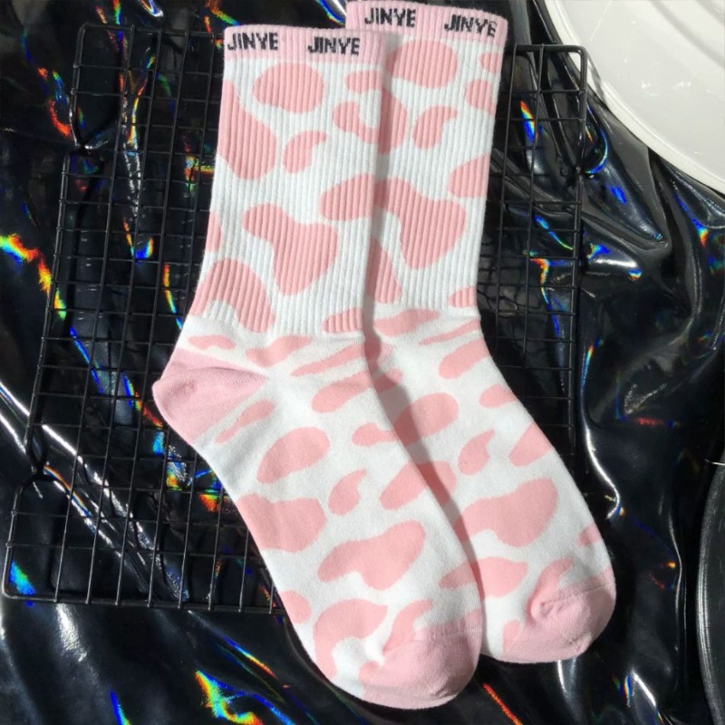 Vớ Thể Thao In Họa Tiết Bò Sữa Phong Cách Harajuku Nhật Bản Harajuku Đường Phố Đơn Giản Cho Nữ