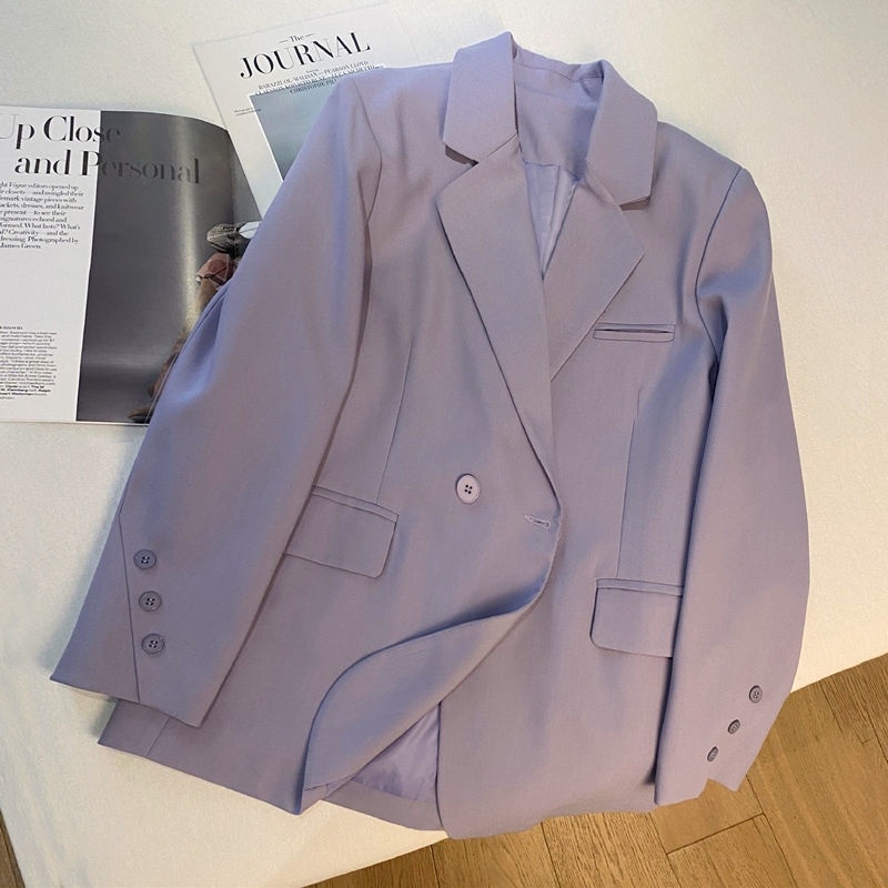 Áo Khoác Blazer Màu Tím Thời Trang Xuân Thu Cho Nữ
