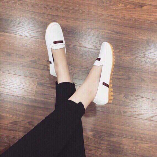 giày moca trơn viền ngang dáng cơ bản