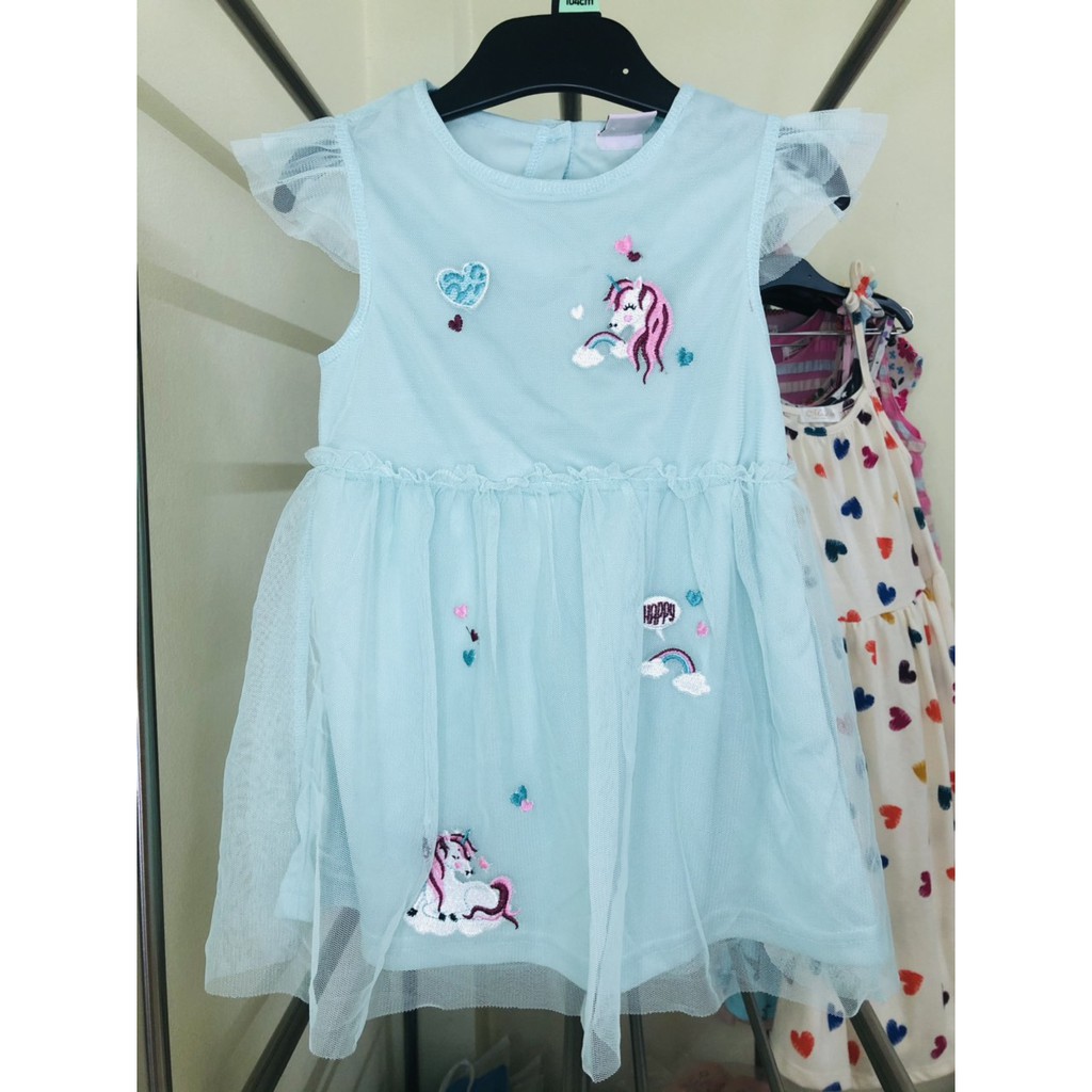 [Ảnh thật] Váy đầm cho bé gái vải voan dáng xòe công chúa thêu ngựa pony size 2-7 tuổi (9-23kg) hàng xuất dư