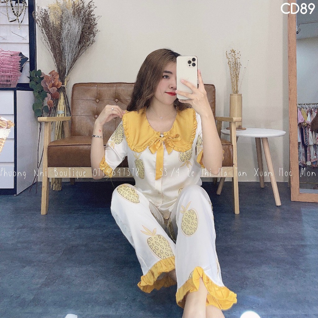 Pijama lụa SATIN TRÁI DÂU có 2 màu cao cấp giá rẻ siêu xinh, siêu sang ạ🥰