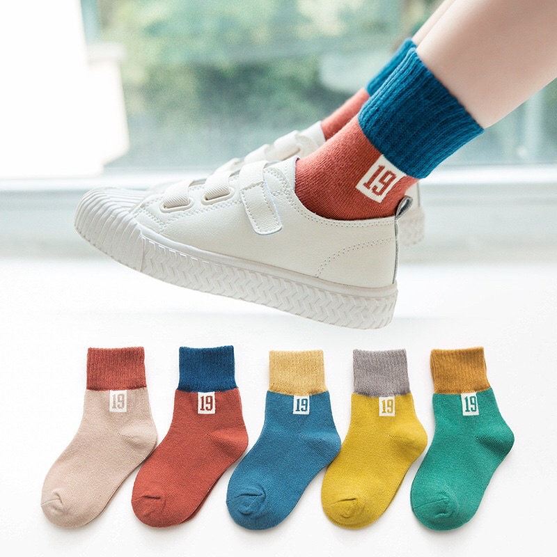 Set 5 đôi tất thu đông trẻ em số 19 co giãn, mềm mịn cho bé từ 1-3 tuổi mã TATB8