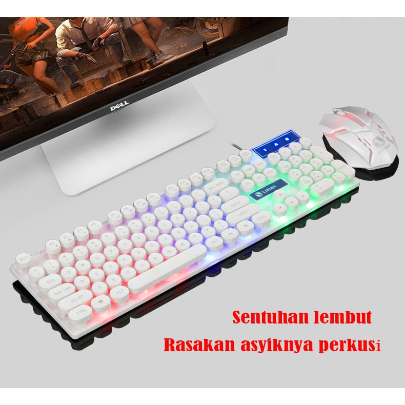 Bộ Bàn Phím Gaming Có Dây Kèm Chuột Có Đèn Led 7 Màu Phím Giả Cơ Led Siêu Đẹp Chuyên Chơi Game