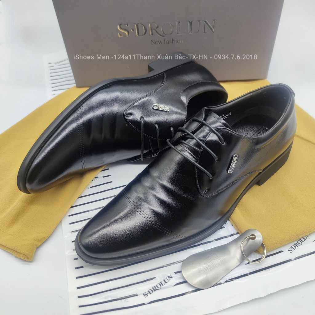 Giày Tây công sở SDrolun nhập khẩu chính hãng, Buộc dây và Không dây, Da Bò Siêu Mềm - Full Box- Mã N217