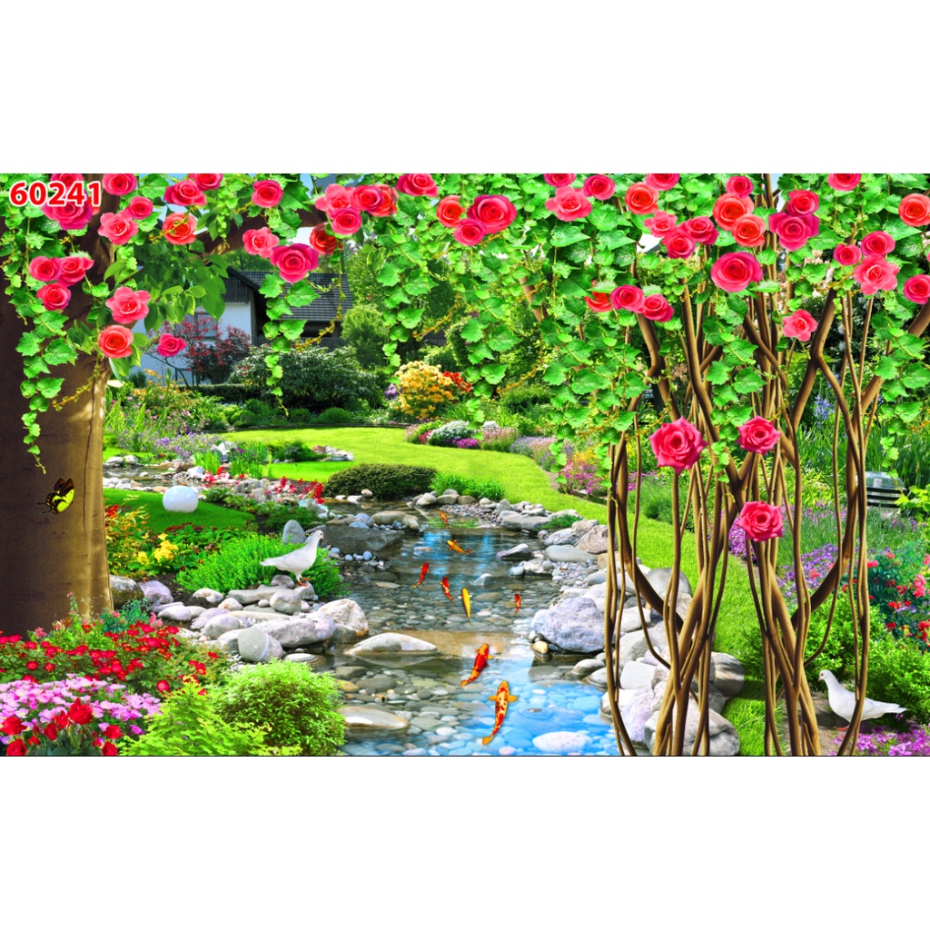 Tranh dán tường 3D cảnh rừng cây hùng vỹ giá rẻ, chất lượng cao