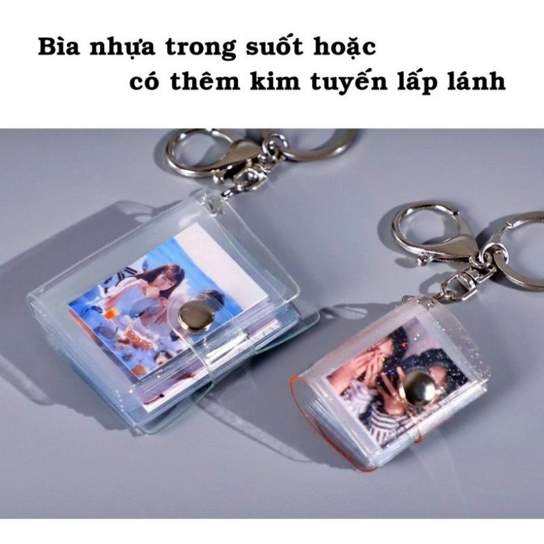 Cuốn album ảnh mini trong suốt có 16 ngăn trang trí kiểu móc khóa cao cấp loại tùy chọn 1 inch/ 2 inch