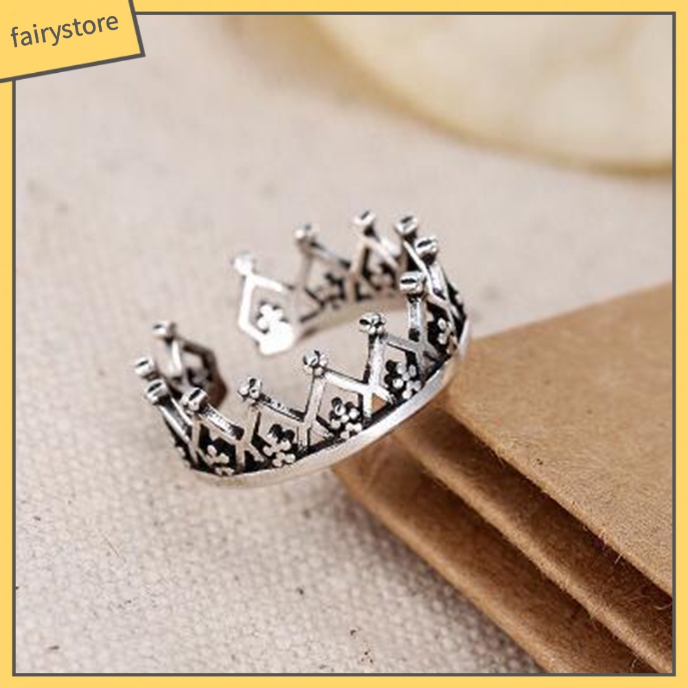 Nhẫn Đeo Tay Kim Loại Tạo Hình Vương Miện Vintage Cho Nữ