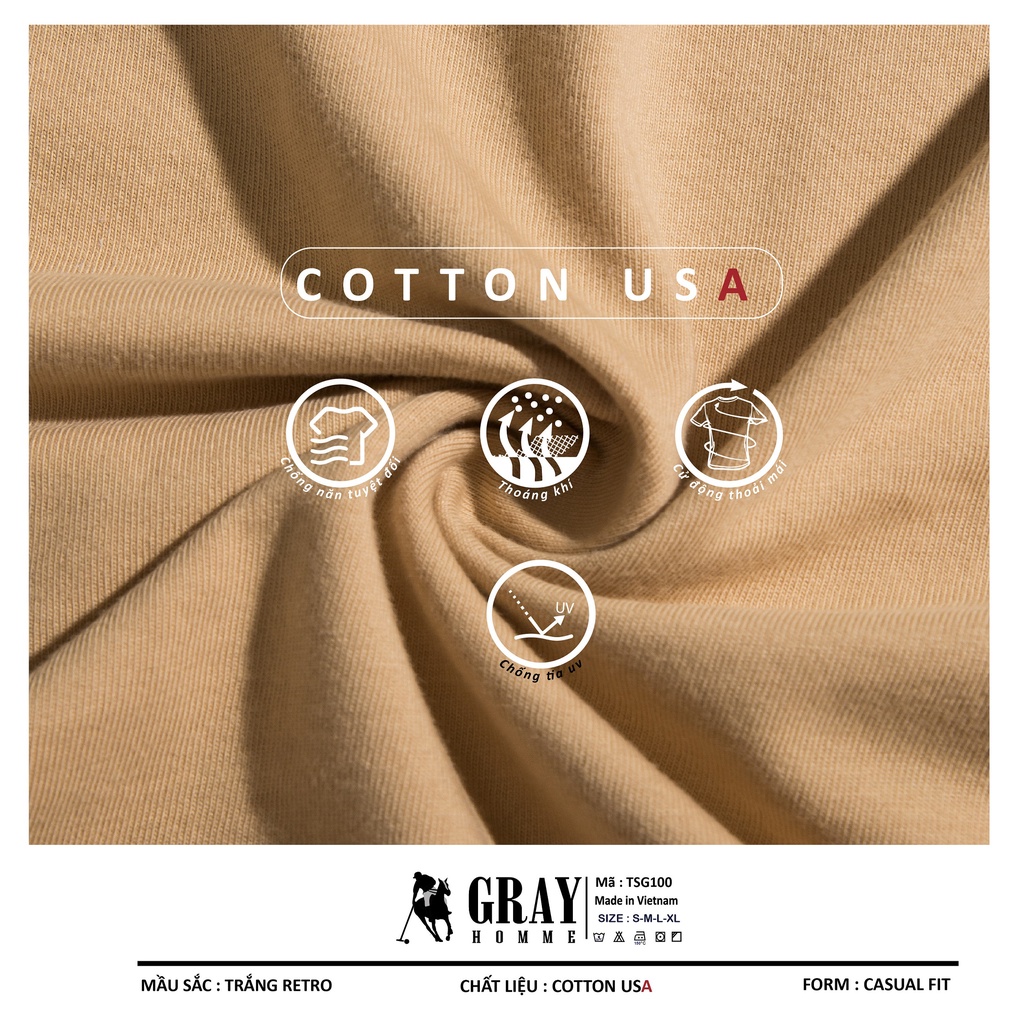 Áo thun nam nữ cổ tròn GRAYHOMME vải Cotton xu xịn dáng unisex - TSG1