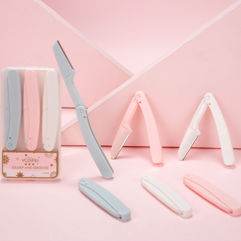 Set 1/2/3 Lược Chải Tỉa Lông Mày Màu Sắc Đơn Giản Có Thể Gập Lại Cho Nữ