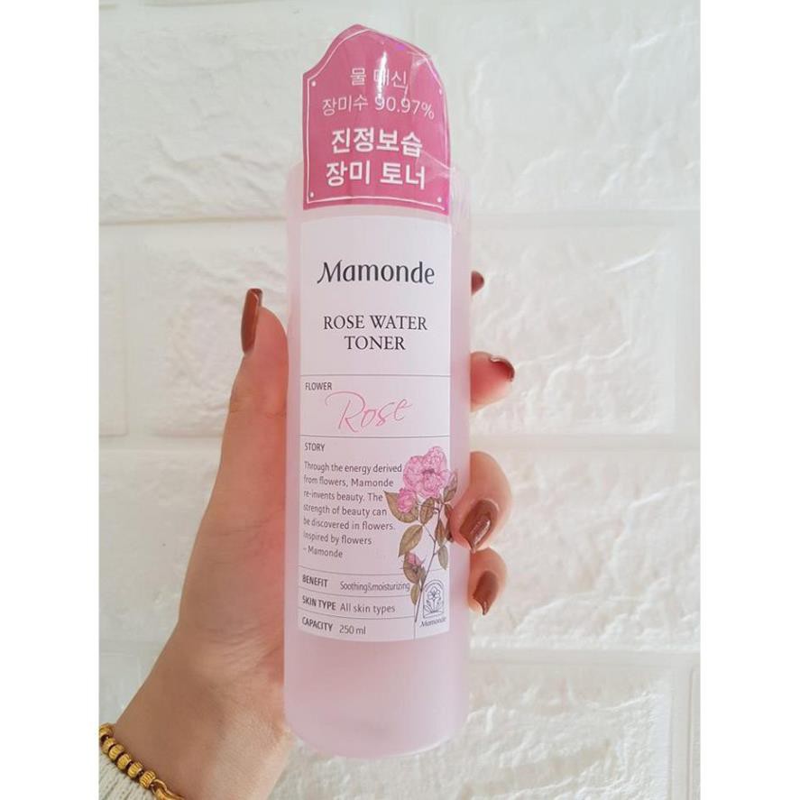 Nước hoa hồng [Dùng là mê-Hàng Auth] Nước hoa hồng dưỡng da cung cấp độ ẩm Mamonde Rose Water Toner Hàn Quốc 250ml