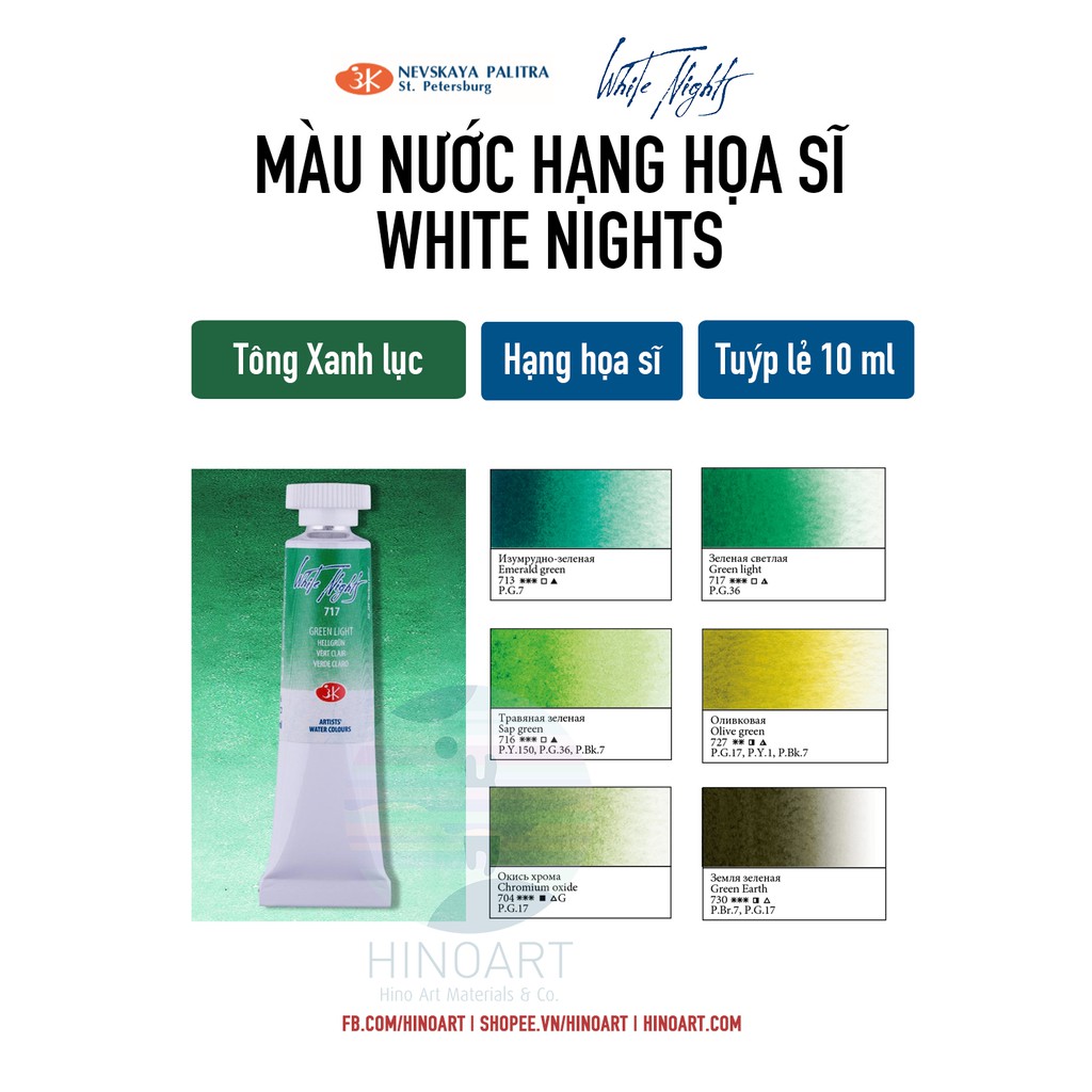 Tông xanh lá màu nước White Nights - tuýp 10ml - lẻ