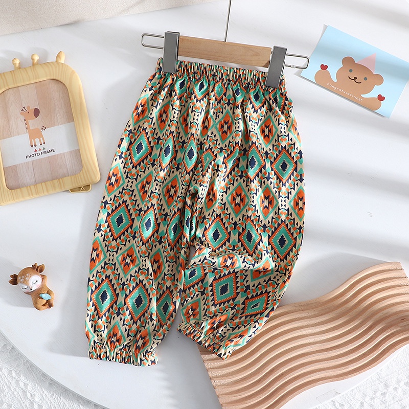 Quần Dài Vải Cotton Lụa Mỏng Thiết Kế Thoáng Khí Chống Muỗi Năng Động Thoải Mái Dành Cho Bé Quần Thể Thao Ống Rộng Vải Mỏng Thắt Nơ Chống