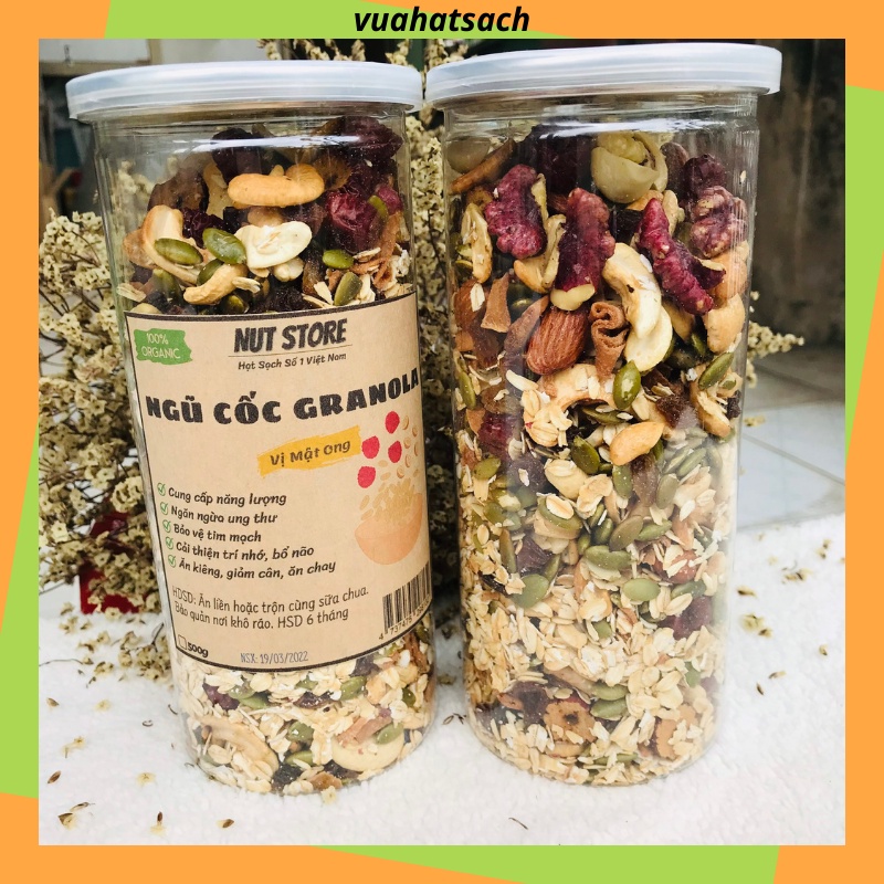 Ngũ cốc granola mật ong Nut Store 500g - ăn kiêng, giảm cân, bà bầu, cho bé