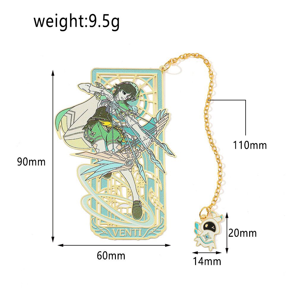 Kẹp Đánh Dấu Trang Sách Bằng Hợp Kim Họa Tiết Anime Genshin Va Chạm Đẹp Mắt