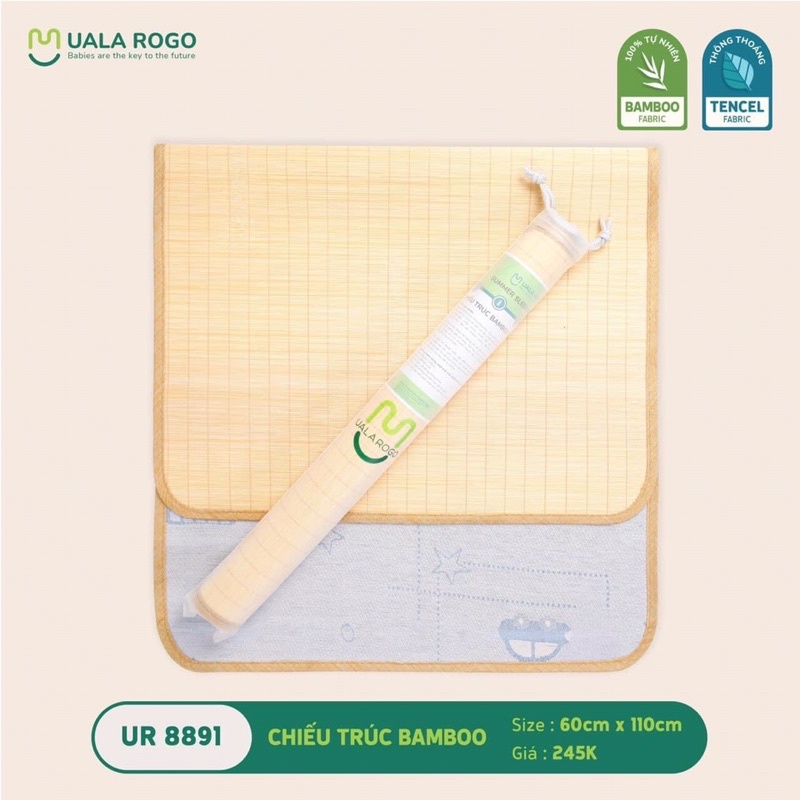 Chiếu trúc bamboo Uala & Rogo tăm tre mịn  sử dụng 2 mặt tăm tre và mặt vải tencel [ UalaRogo ]