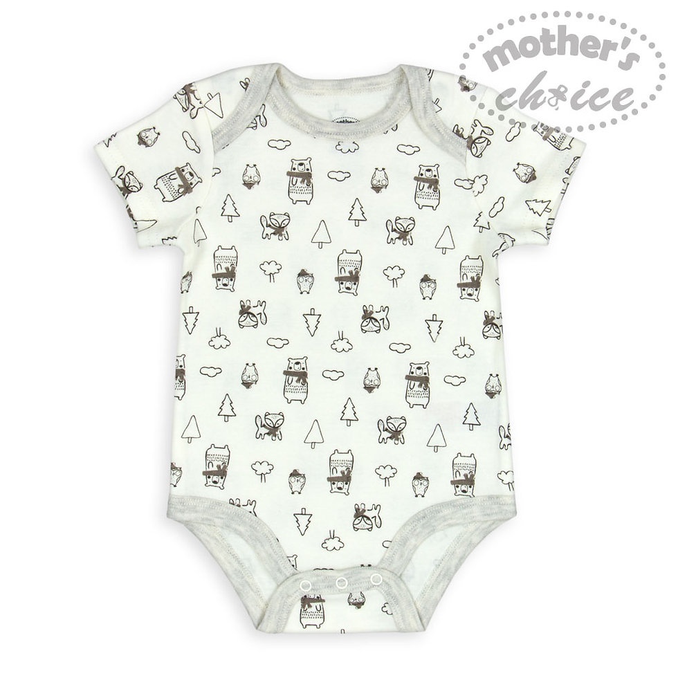 Bộ 3 Bodysuit cho bé trai bé gái màu ghi Mother's Choice - chất liệu 100% cotton mềm mại thoáng mát IT3513