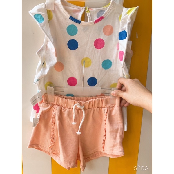 Set quần áo chấm bi bé gái Zara auth sz 18/24m