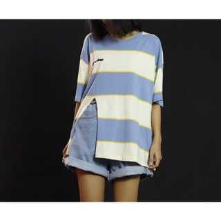 Áo pull sọc ngang xẻ tà bên oversize