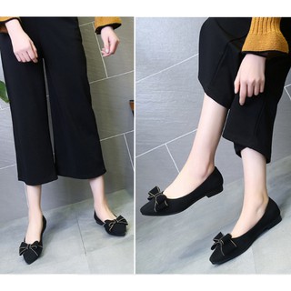 Giày búp bê đính nơ da lộn dành cho nữ
