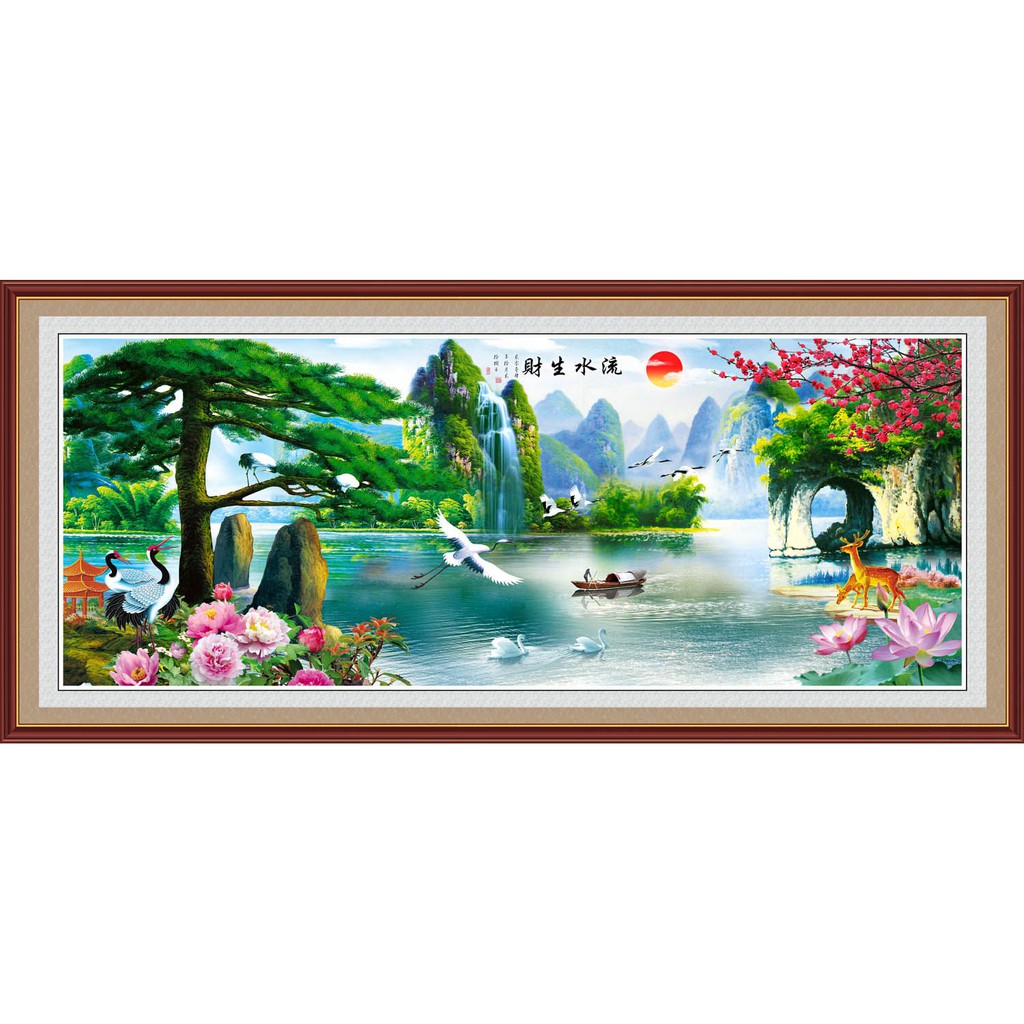 Tranh dán tường 3D sơn thủy - thác nước (Kích thước theo yêu cầu)