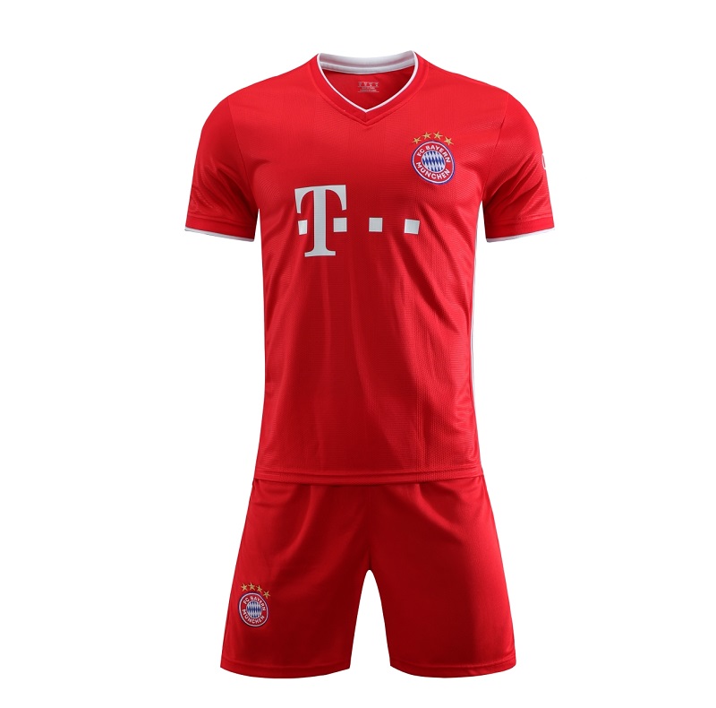 SoulChef Football Jerseys 2020-2021 FC Bayern Munich Home Football Shirt Set Classic Red Three Bars Football Suit