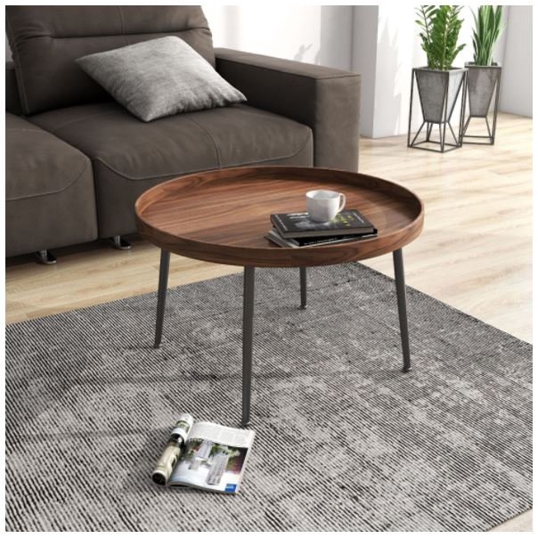Bàn trà tròn sofa phong cách hiện đại, bàn trà chân gỗ cafe ngồi bệt