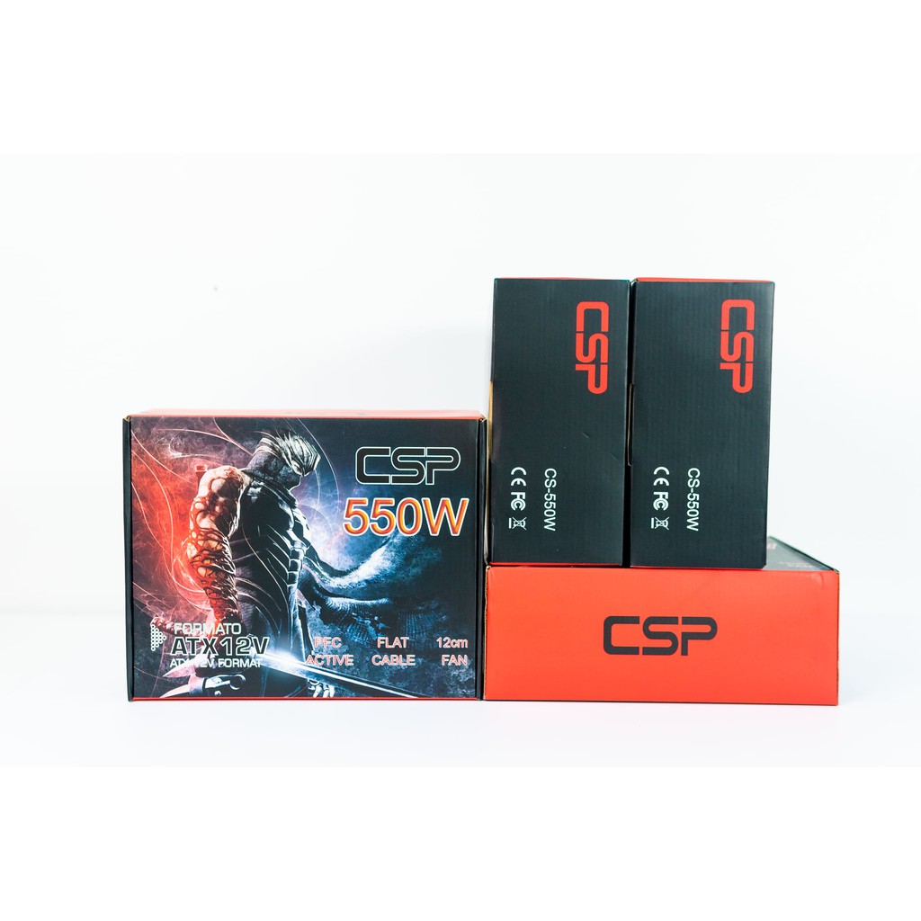 Nguồn 550w CSP công suất thực có chân nguồn 8pin cho CPU, có 2 chân nguồn phụ 8pin chạy vga khủng GTX RX new full box