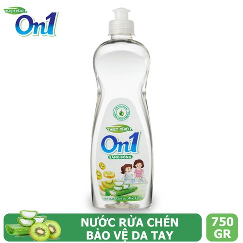 Nước rửa chén On1 hương kiwi và aloe vera 750g - Sạch bóng vết dầu mỡ N3ON1