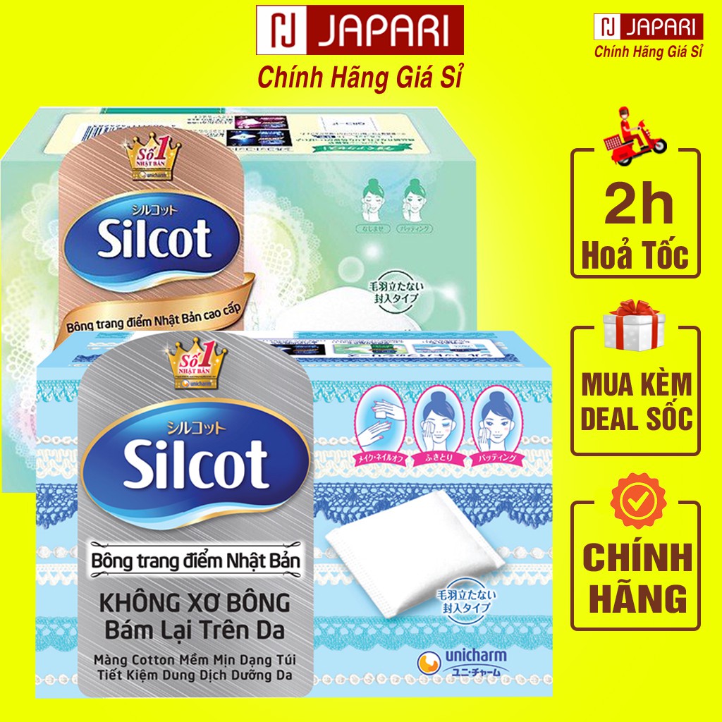 COMBO Bông Tẩy Trang Điểm Silcot 82 Miếng CAO CẤP DIANA UNICHARM NHẬT BẢN Miếng Đôi Dưỡng Da Skincare Mỹ Phẩm JAPARI