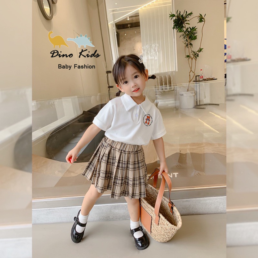 Đồng phục học sinh, cặp bộ bé trai bé gái áo polo trắng phối kẻ BBR xịn xò size 10-24kg