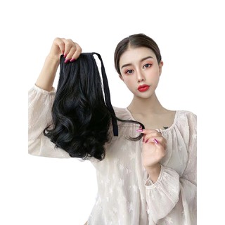 Tóc Giả Nữ Buộc Cột Xoăn Ngắn 30cm Chất Sợi Tơ Hàn Mềm Mượt Nữ Tính