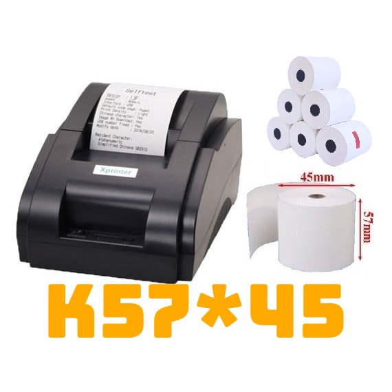Cuộn GIẤY IN BILL K57-45/ K58-45, Giấy in nhiệt 58mm, 57mm phi 45 K57x45 k57*45