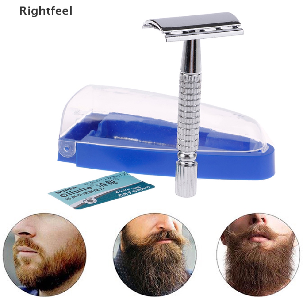 [Hàng mới về] Dao cạo râu tay cầm bằng thép hai cạnh cầm tay với lưỡi mới