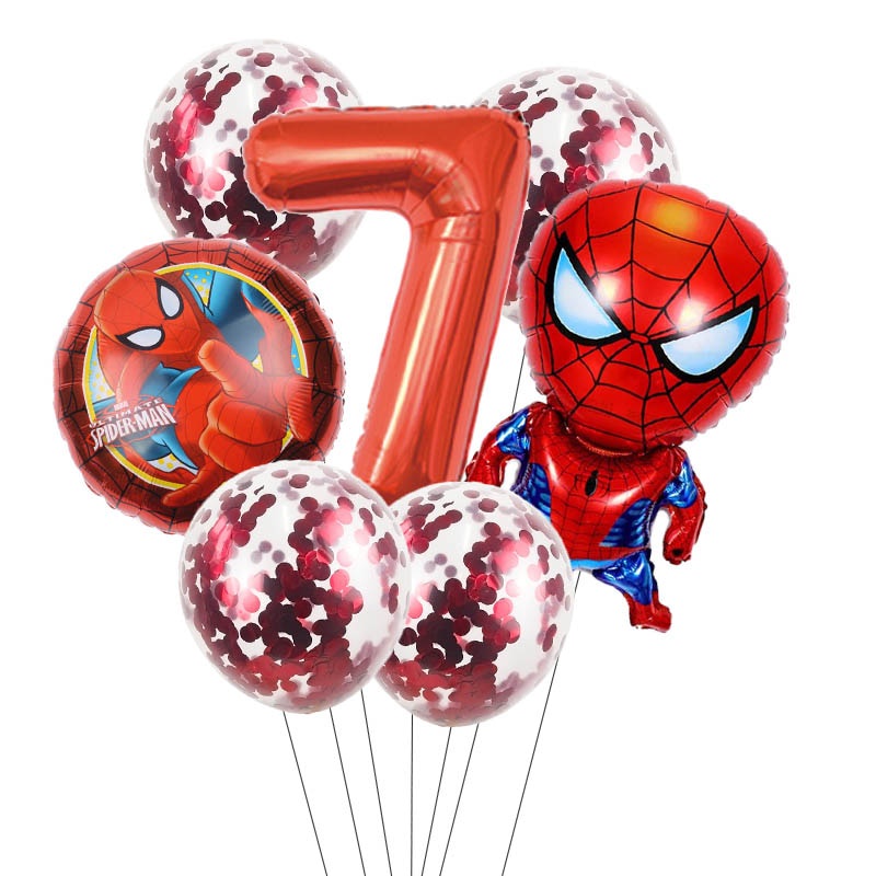 Set 7 bong bóng lá nhôm hình hoạt hình các siêu anh hùng trang trí tiệc sinh nhật cho bé