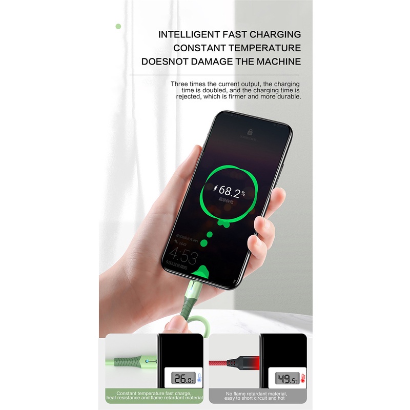 Dây cáp sạc nhanh 5A có đèn LED cho ip