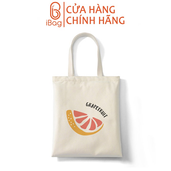 Túi tote vải canvas IBAG nữ phong cách ulzzang dáng unisex in hình grapefruit N025