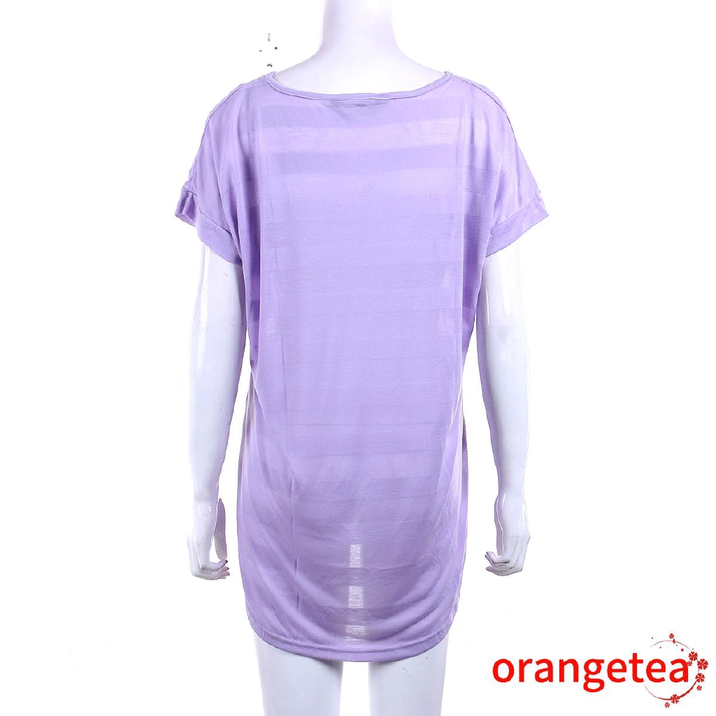 Áo Thun Tay Ngắn Dáng Rộng Màu Tím Plus Size