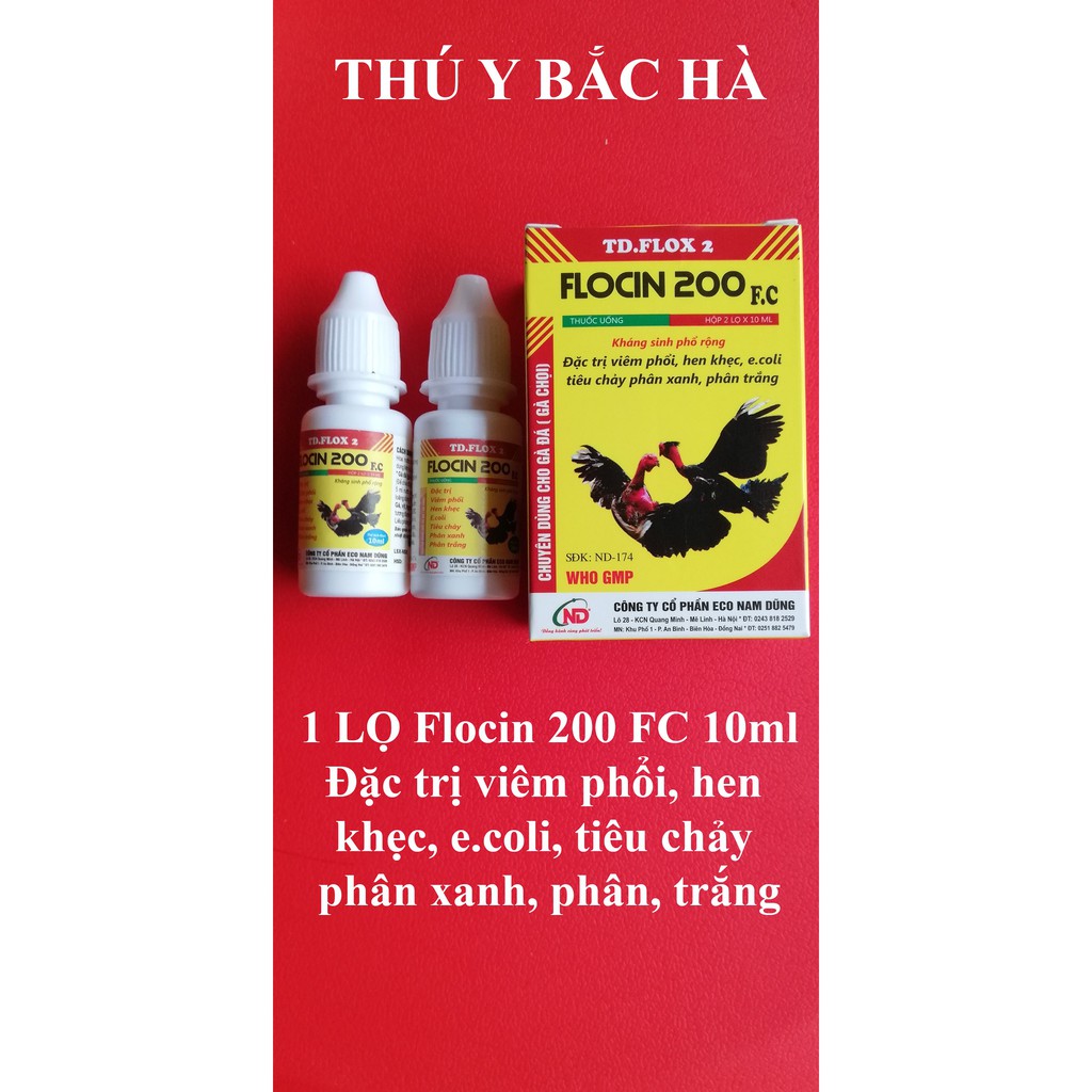 2 lọ Flocin 200 FC 10 ml dùng tốt cho gà chọi, gà đá, chim cảnh