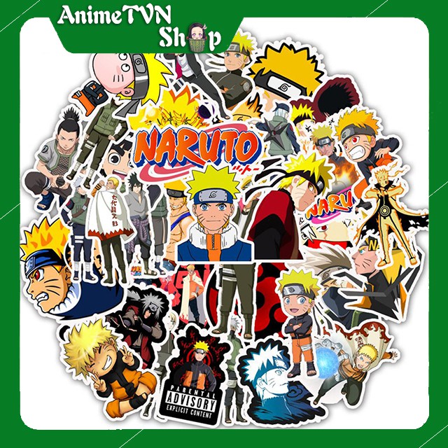 Miếng dán Sticker anime Naruto trọn bộ 110 hình - In rõ ràng sắc nét khó tróc